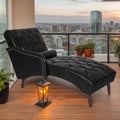 Chaise Lounge Chair Indoor with Lumbar Pillow and Wood Legs, Upholstered PU Leather Tufted Chaise Lounges, Mid, Customized