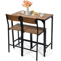 Industrial-Style 3-Piece Bar Table Set with Heavy-Duty Steel, Ideal for Pub, Kitchen, or Dining Area, Easy Assembly