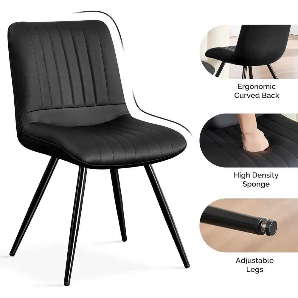 Set of 4 Upholstered Dining Chairs with Cushions, Metal Legs for Kitchen and Living Room
