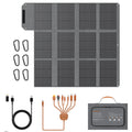 MHPOWOS 120W/ 80W Foldable Solar Panel Outdoor Emergency Backup Power Supply with USB-C/2xUSB-A/DC Outputs for Powerbank RV