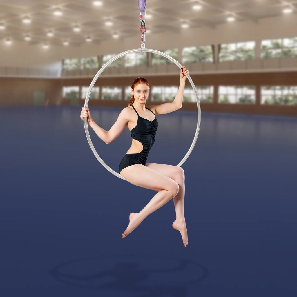 5.3kg Stainless Steel Magnesium Alloy Aerial Hoop Kit 95cm Diameter 2.5cm Tube Diameter 10KN Load Capacity Aerial Yoga Equipment