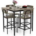 5Piece Dining Table Set W Counter Height Table amp 4 Bar Stools, Modern Kitchen Dining Set W Footrest amp Backrest, SpaceSaving