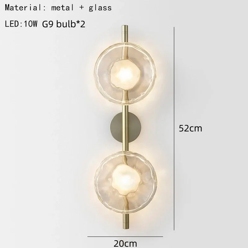 Nordic Gray White Clear Glass  Light Gold Black Metal Lamp G9 Bulb for Bedroom Parlor Restaurant Corridor Aisle Wall Decor