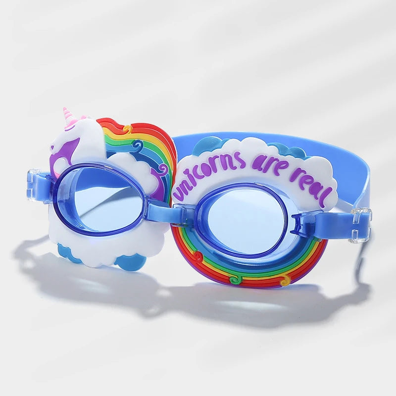 Kids Children Cute Cartoon Swim Goggles Swimming Pool Waterproof Anti Fog Glasses Water Sport Diving Surfing Eyewear W/ Earplugs