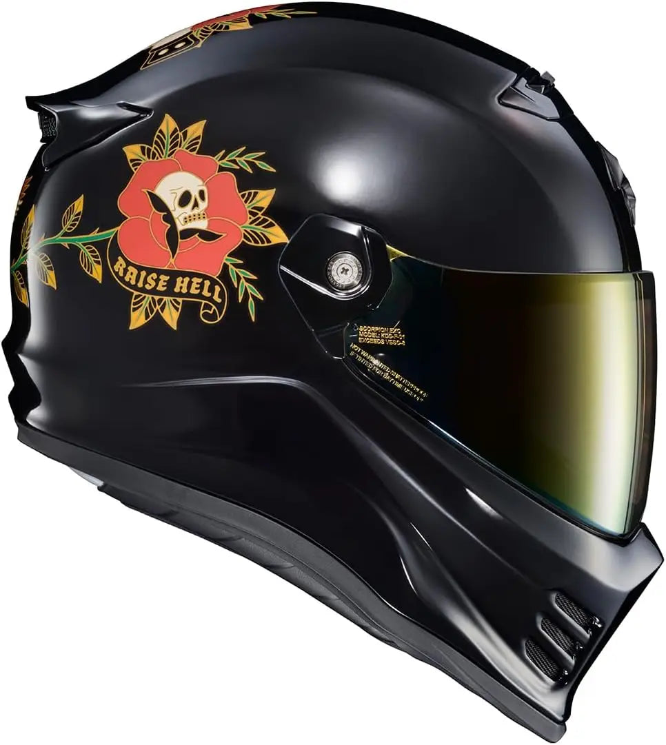 Covert FX Full Face Adult Motorcycle Helmet Street Fighter Style-Bluetooth Ready Speaker Pockets DOT ECE The Litas (Gloss Black-