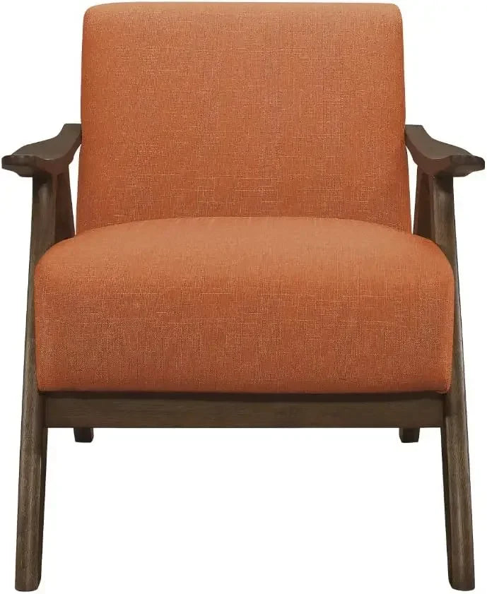 [Free Shipping!]Mid Century Modern Accent Chair with Solid Wood Frame in Walnut Finish, Upholstered Living Room Lounge Arm Chair