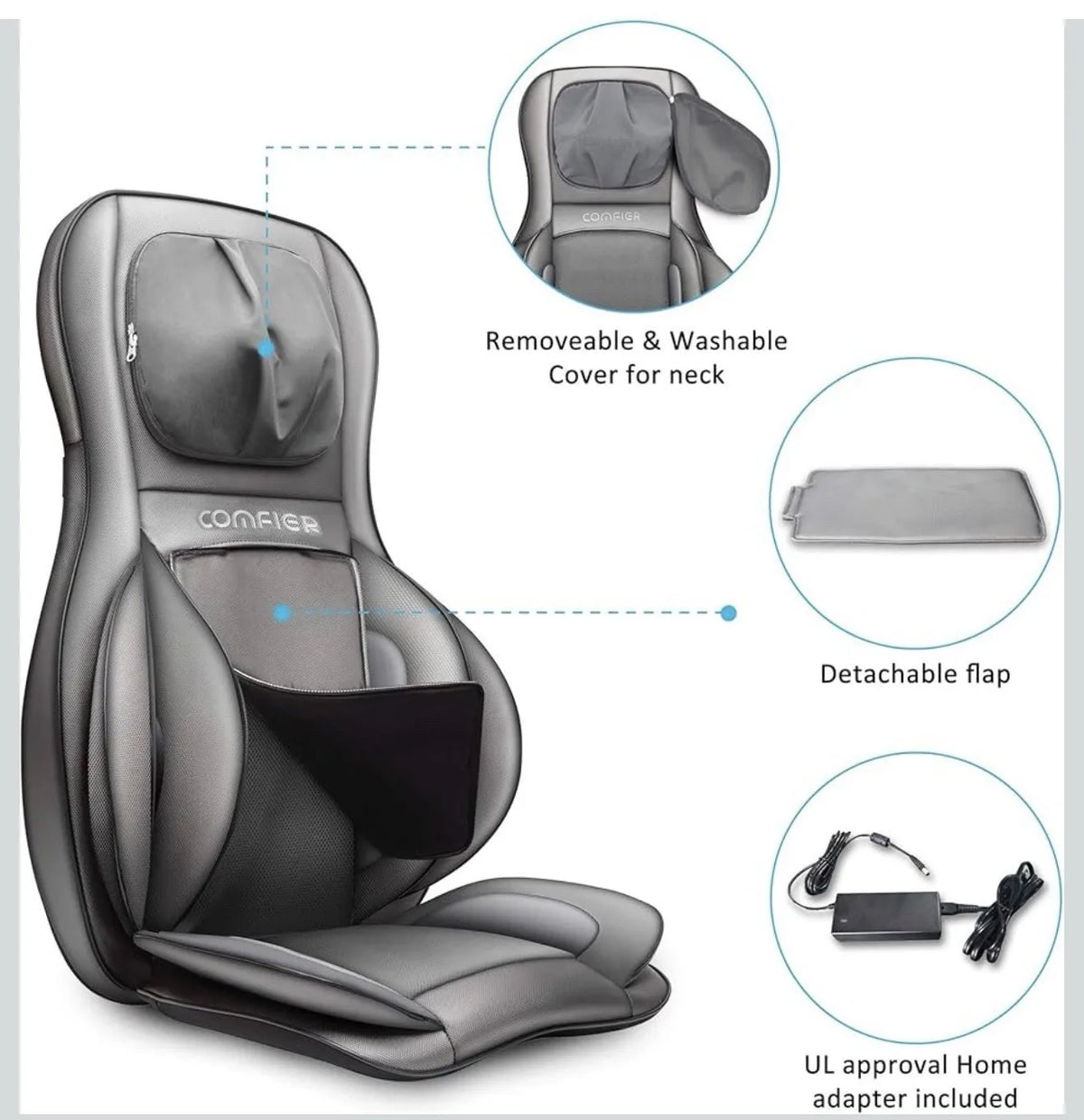 Comfier CF-2309A Shiatsu Neck & Back Massager - Heat & Air Compression (STR1)