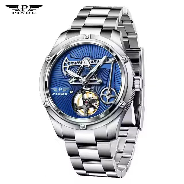 PINDU Design New Oil Well Mechanical Watch Men Miyata 8215 Movement Sapphire Mirror Waterproof Business Mechanical Wristwatches