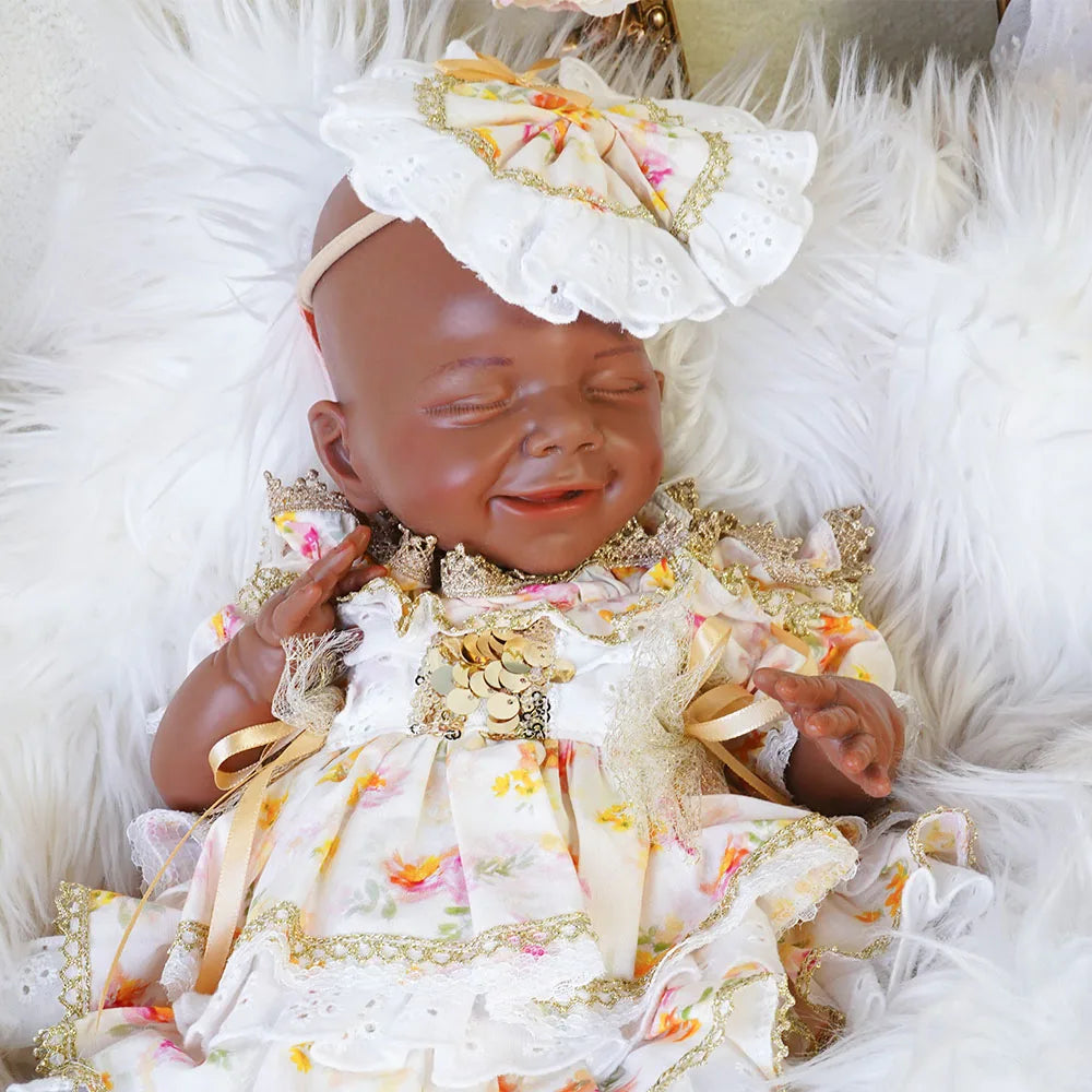 Artificial Soft Full Body Platinum Silicone Painted Reborn Doll Girl Handmade 17.72 inch Solid Newborn Fake Girl For Kid Gift
