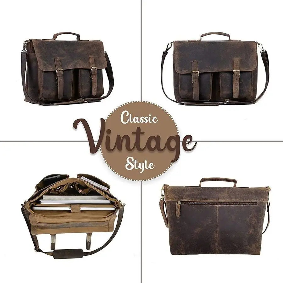 Inch Leather briefcase Laptop Messenger Bags for Men and Women Best Office Satchel Bag