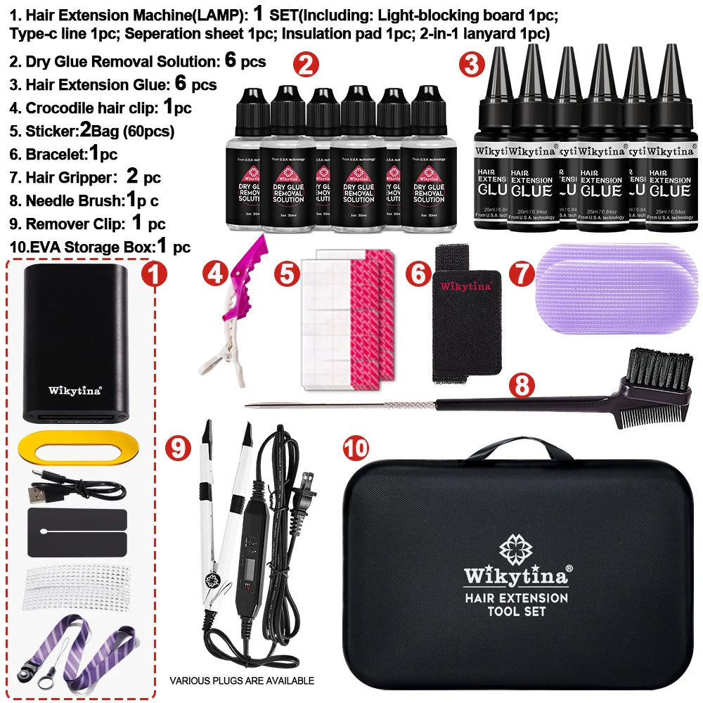 UV Light Hair Extension Kit 2026 with V Light Tools Glue and Curing Lighter for Professional Hair Extensions at Home or Salon