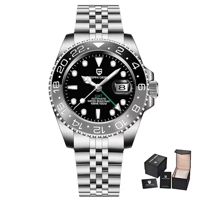 PAGANI DESIGN Gift Men's Watch GMT 40mm Mechanical Watch Top Brand Stainless Steel Waterproof Business Automatic Watches for Men