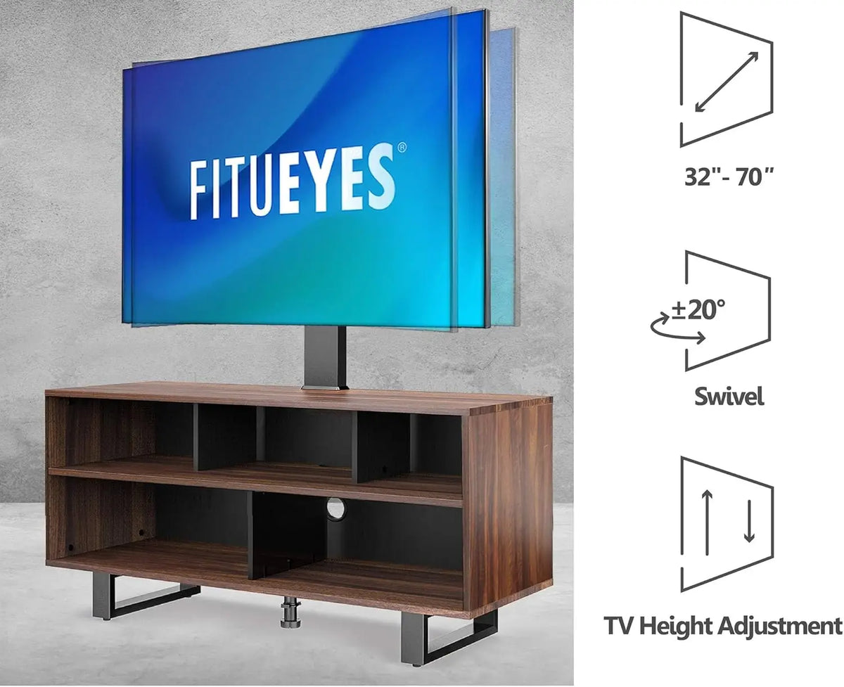 Swivel Floor Tv Stand With Mount For 32 To 70 Inch Tvs Wood Console Holds Up To 110 Pounds For Living Room Bedroom