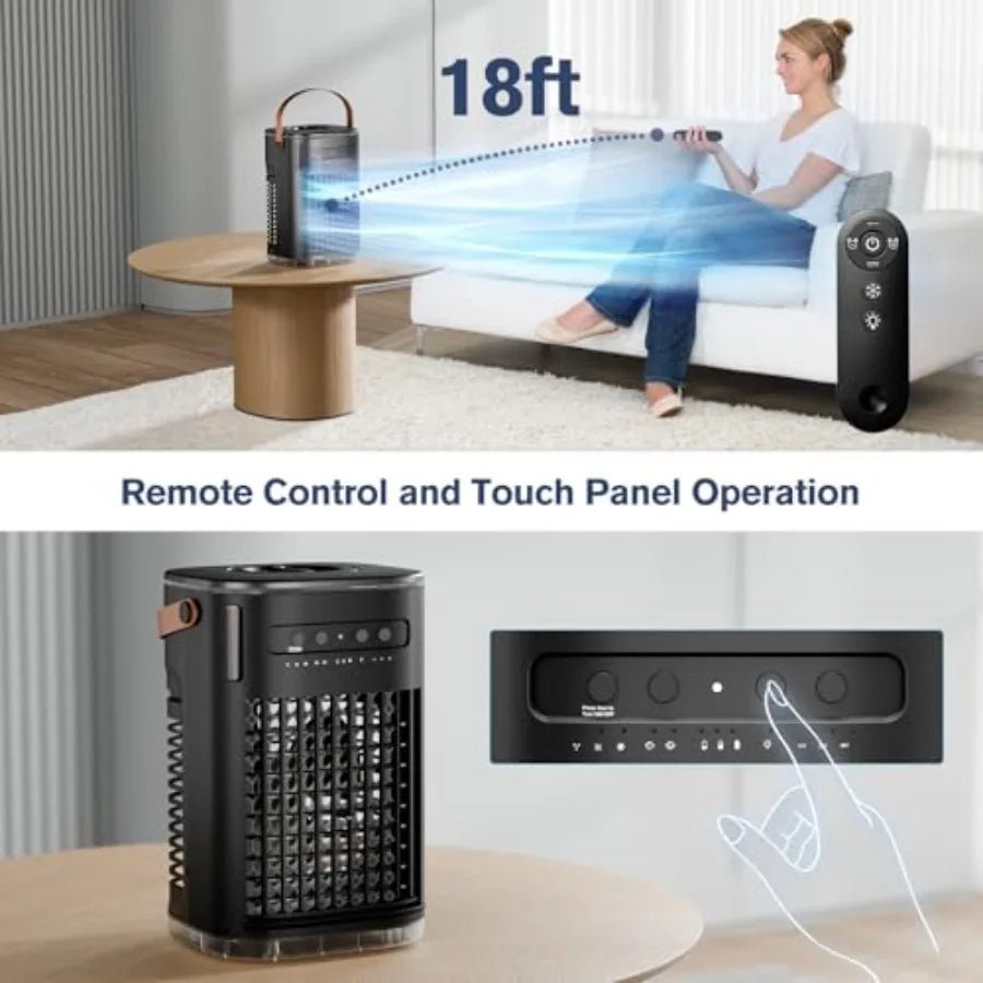 Upgraded 5 IN 1 Small Portable Air Conditioner 2 Spray Ports 1200ml Water Tank Cooling Fan with 7 LIghts