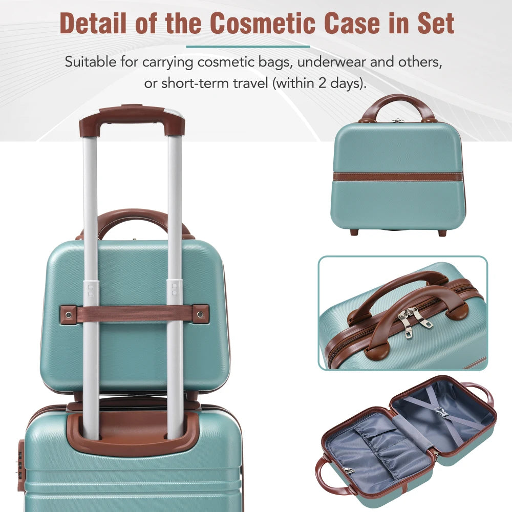 20/24/28 Inch 4PCS Hardshell Luggage Set with Cosmetic Bag Lightweight Spinner Wheels TSA Lock Travel Luggage