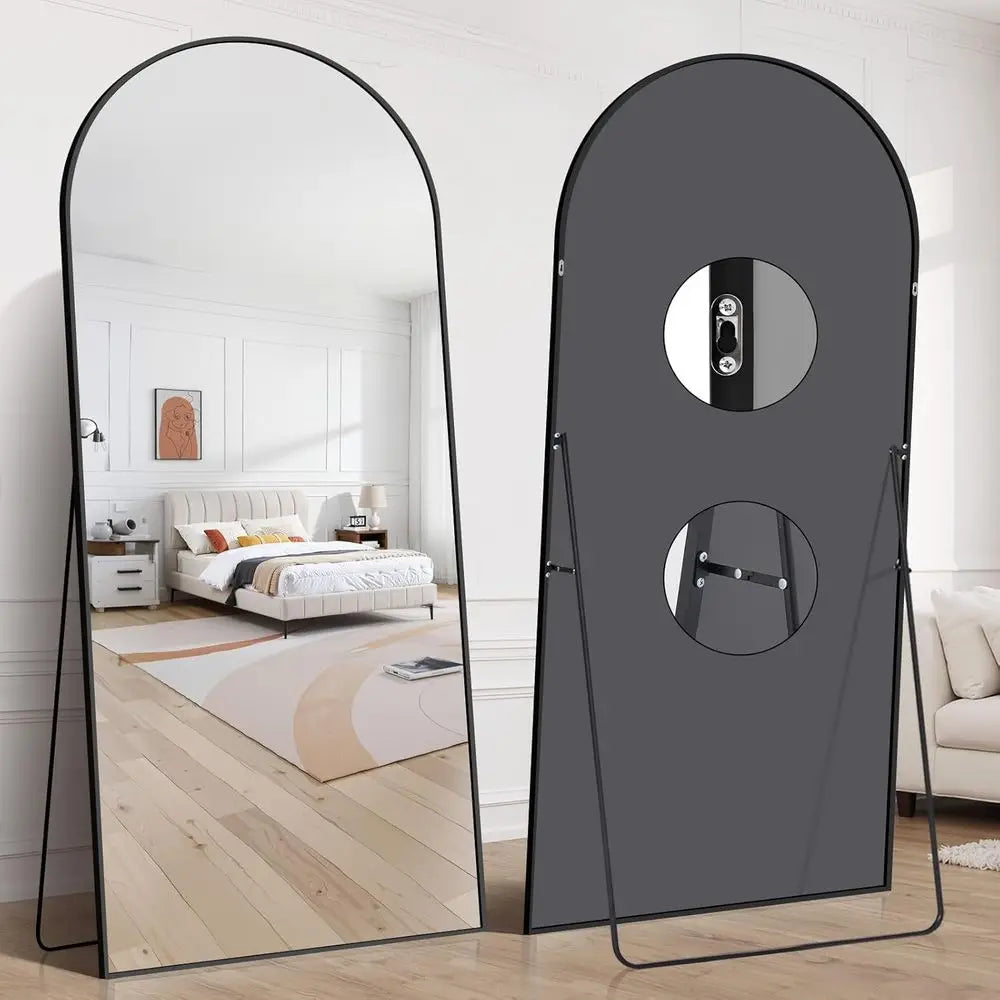 76 x 34 Arched Full-Length Mirror - Large Floor Mirror with Metal Stand for Hanging or Leaning, Ideal for Vanity and Living Spac