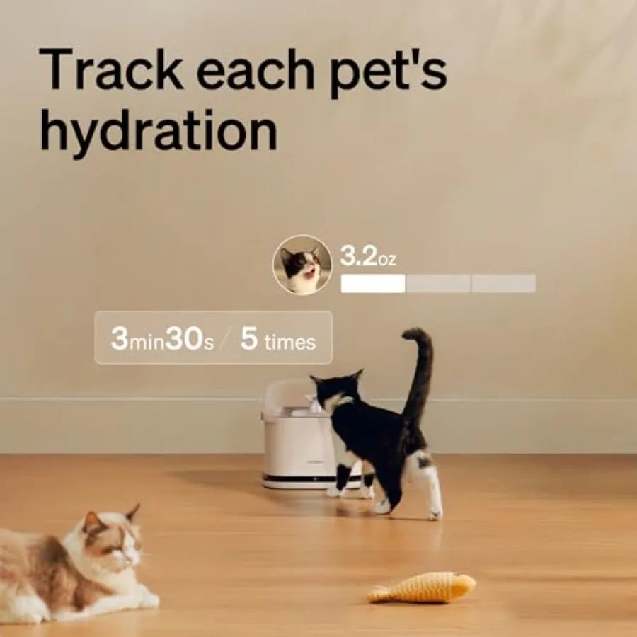 RFID Smart App Cat Water Fountain 2.4G Wi-Fi 101oz/3L with Collar Tag+ Upgraded RFID Automatic Pet Feeder 5G Wi-Fi 3L with Coll