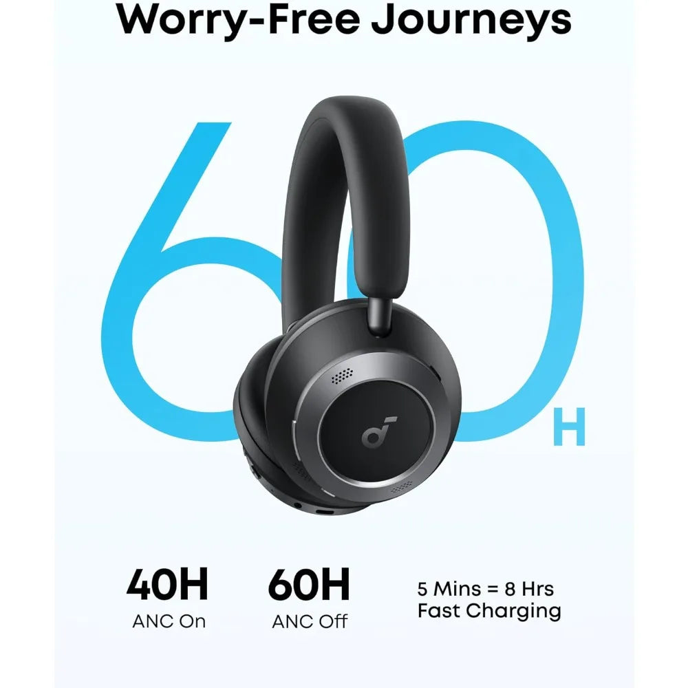 FlexiCurve Over-Ear Headphones with Adaptive Noise Cancelling, 60H Audio, Fast Charging, Hi-Res Wireless, Comfortable Fit