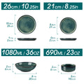 vancasso 24 Piece Green Klin Change Glaze Stoneware Set Dinnerware Set with 6pcs Dinner Plate/Dessert Plate/Soup Plate/Bowl