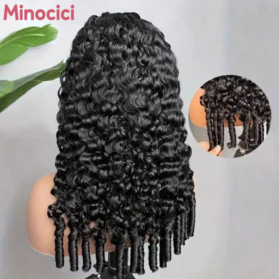 Burmese Curly Wig Human Hair Deep Wave 13X4 13X6 Hd Lace Front Wig 250 Density Pre Plucked Brazilian Hair Black Human Hair 40 In
