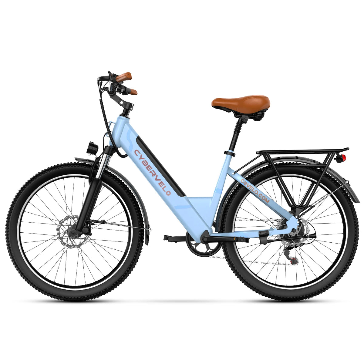 26" Step-Thru Electric bicycle for Adult,1000W Peak Motor, Built-in Removable Lithium Battery E-bike, 7-Speed City Commuter EK2