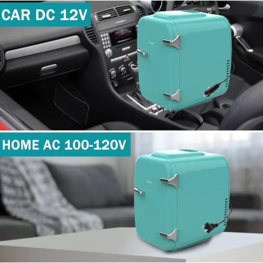 Mini Fridge 4 Liter 6 Cans Small Refrigerator for Bedroom 110V AC 12V DC Thermoelectric Cooler and Warmer for Drink Office Dorm