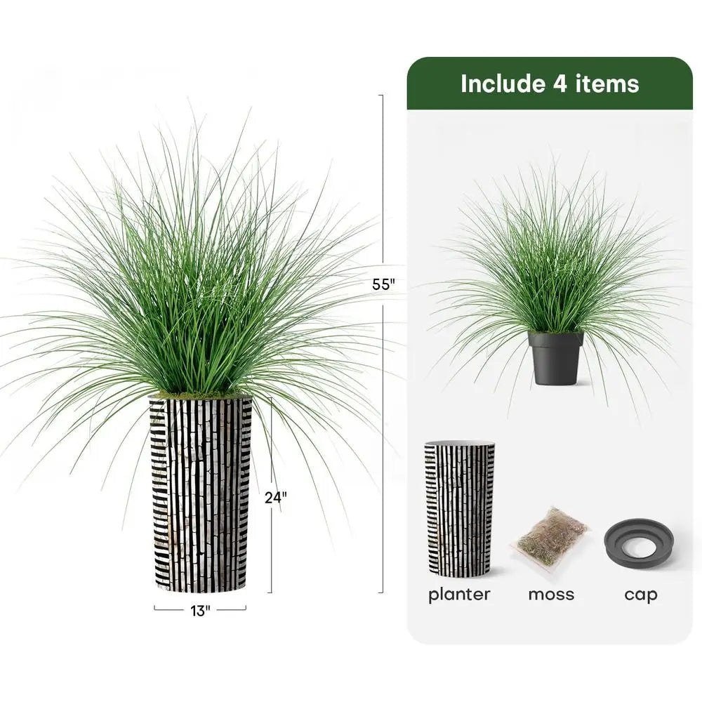 55 Tall Artificial Striped Planter Tree for Indoor and Outdoor Home Decor