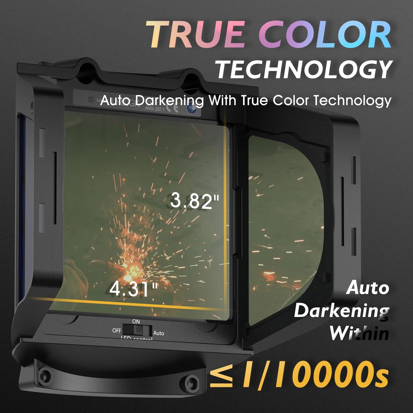 TOOLIOM Auto Darkening Welding Helmet with   Welding Mask -  & /Rechargeable Battery Powered Welder Hood for TIG MIG CUT Grind