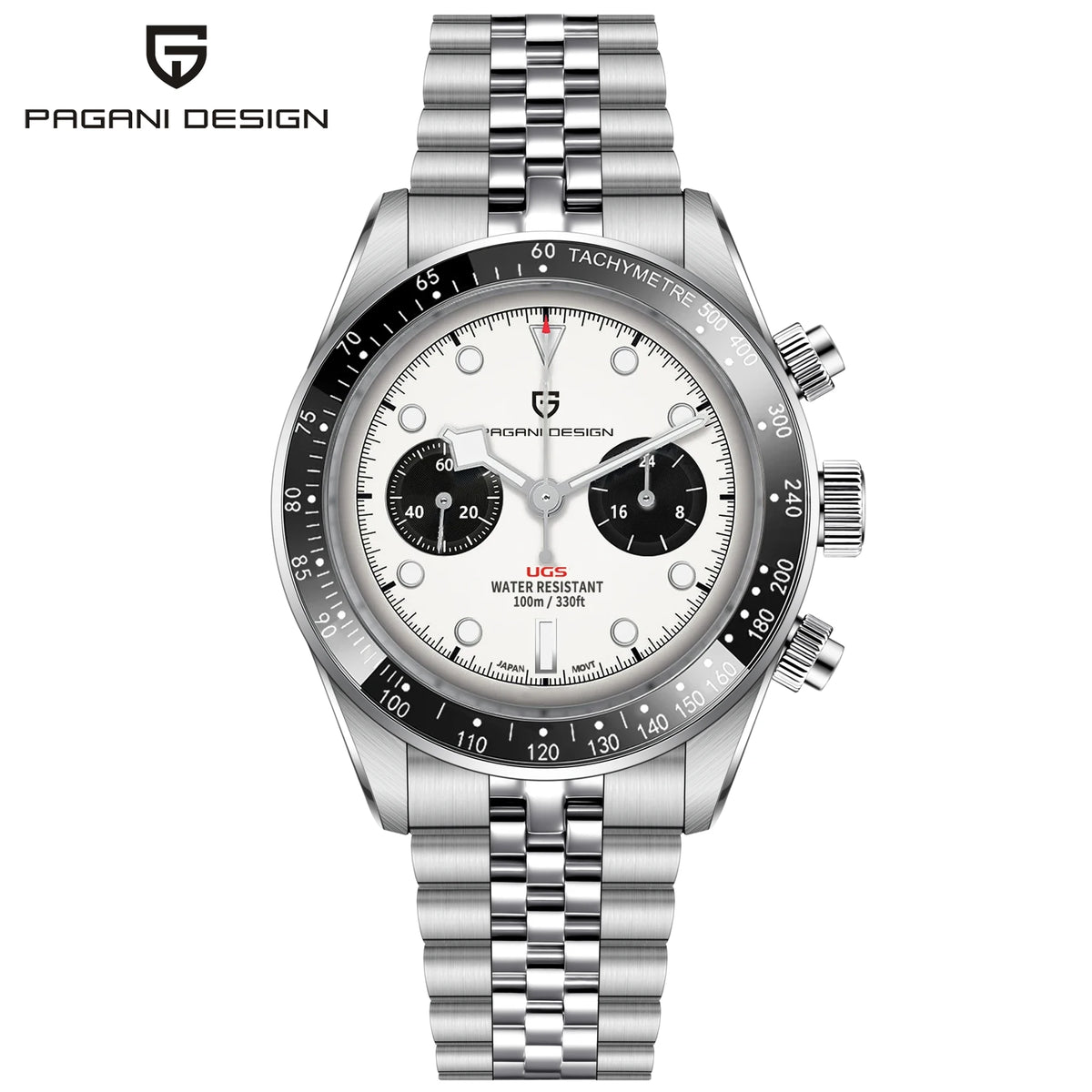 PAGANI DESIGN Chronograph Sport Men's Watches BB Panda Quartz Watch Men Stainless steel bracelet 100M Waterproof Wristwatch Men