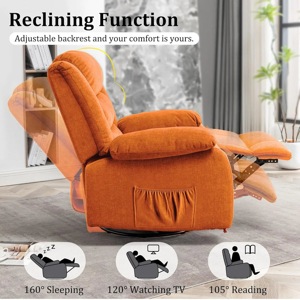 Recliner Chair, Wide Rocker Chair, Rocking Chair with Massage and Heat,360°Swivel Nursery Rocking Chairs, Oversized, Customized