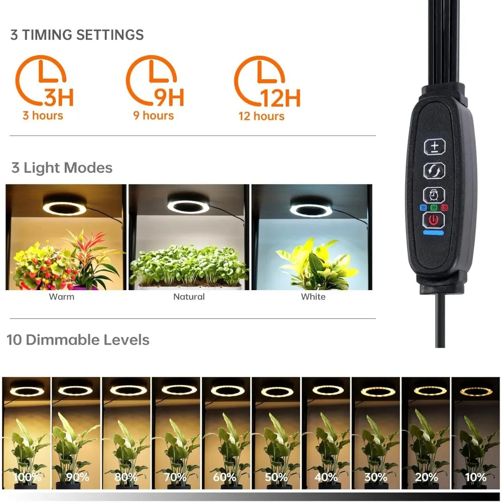 6-Tier Indoor Plant Stand with Full Spectrum Grow Light, 81.3" Tall Metal Shelf for Home Decor