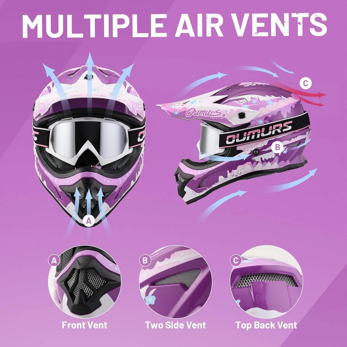 Adult ATV Dirt Bike Helmet with Goggles Gloves Mask Adjustable Sun Visor Motorcycle Adults Helmet Off-Road Motocross Downhill Mo