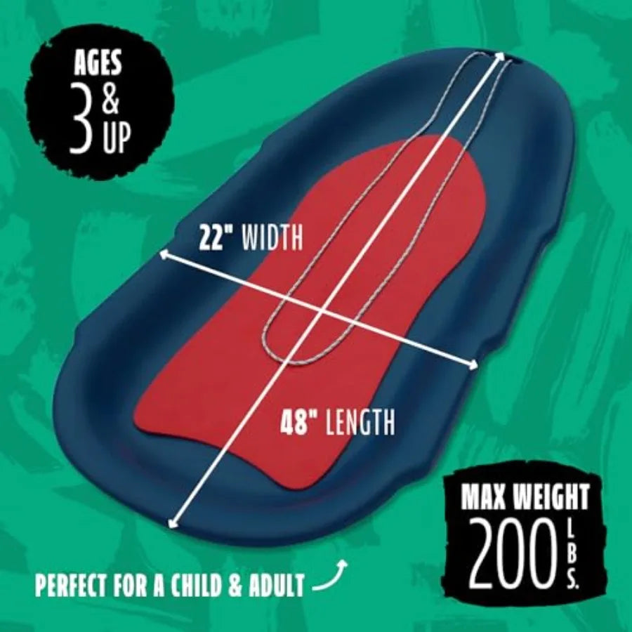 Roto Molded Snow Sled for Adults & Kids. Heavy Duty Plastic SNOW Slider