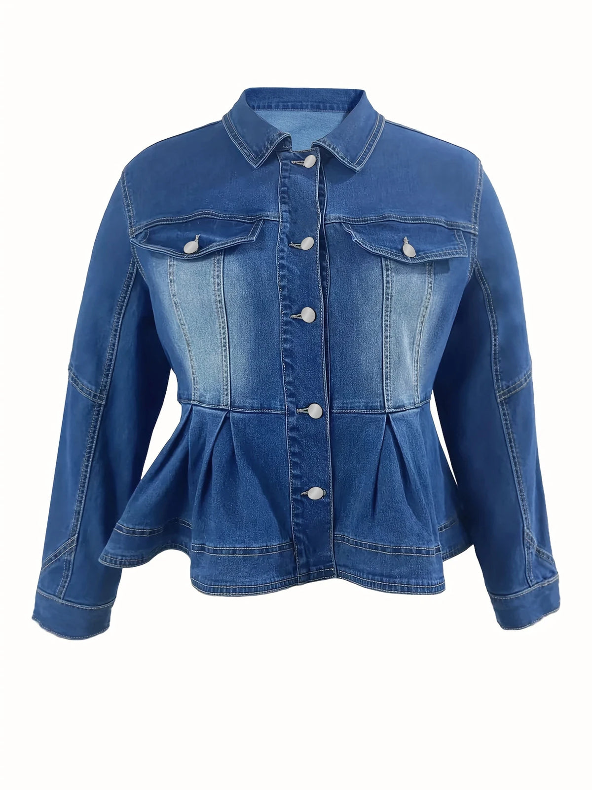 plus Size Women's Short Denim Jacket Elegant Waist-Cinching Design Washed Comfortable plus Size Women's Denim Jacket