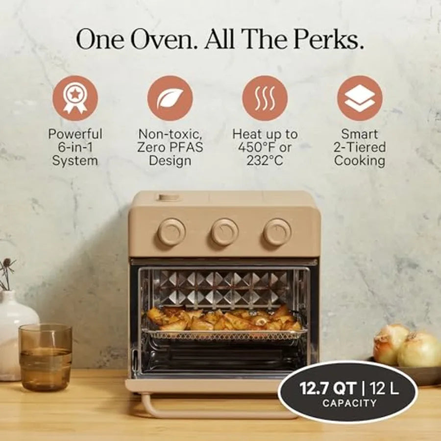 Wonder Oven 6-in-1 Stainless Steel Air Fryer Toaster Oven Combo with Basket Rack Pan Tray Compact 13 QT Countertop Ccity - Toas