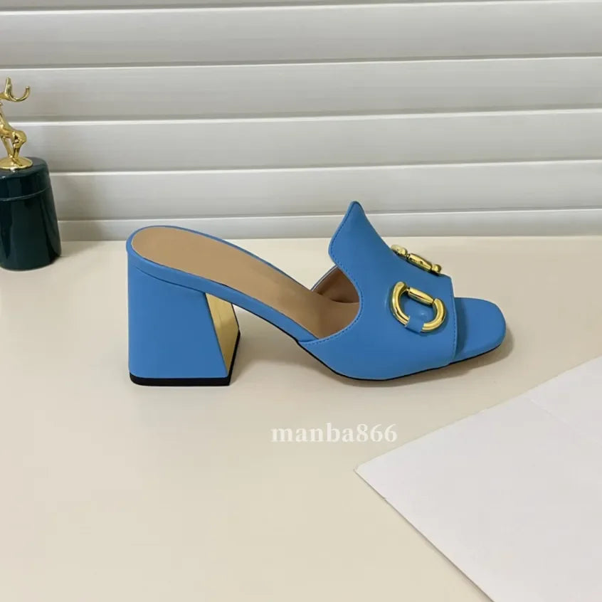 2025 Luxury Designer Sandals High Mid Low Heels Female Sandale Womens Fashion Luxe Leather Casual Summer Shoes Slides Slippers P