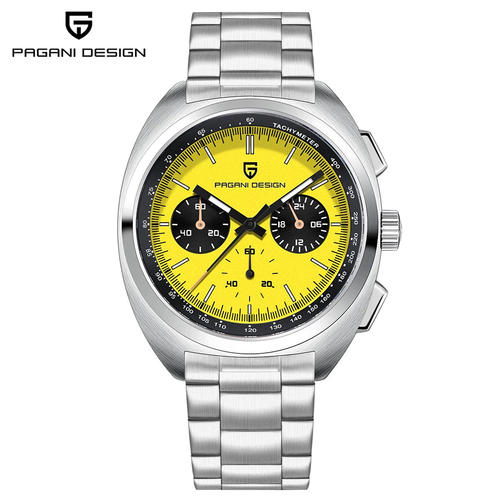 PAGANI DESIGN 2026 Retro Luxury Men's Watches Sports Chronograph VK63 Quartz Watch For Men AR Sapphire Waterproof Leather Clock