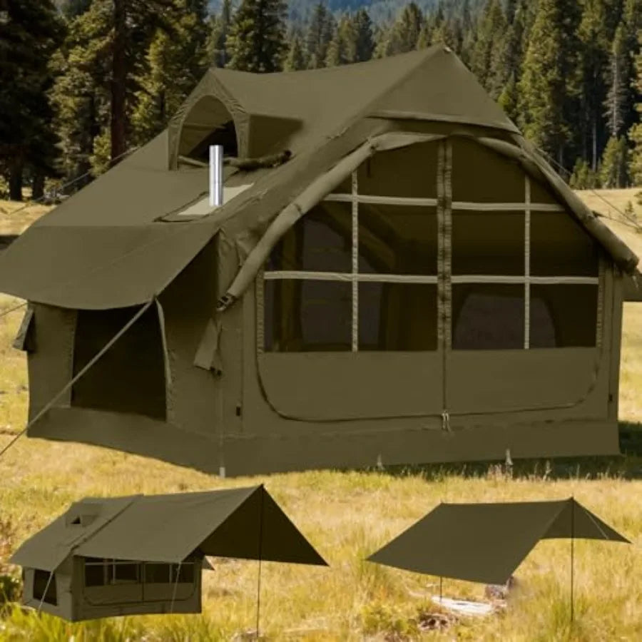 Inflatable Tents for Camping - Easy Blow Up Glamping Tent with Hand Pump Waterproof PVC Air Inflatable Tent House for Family We