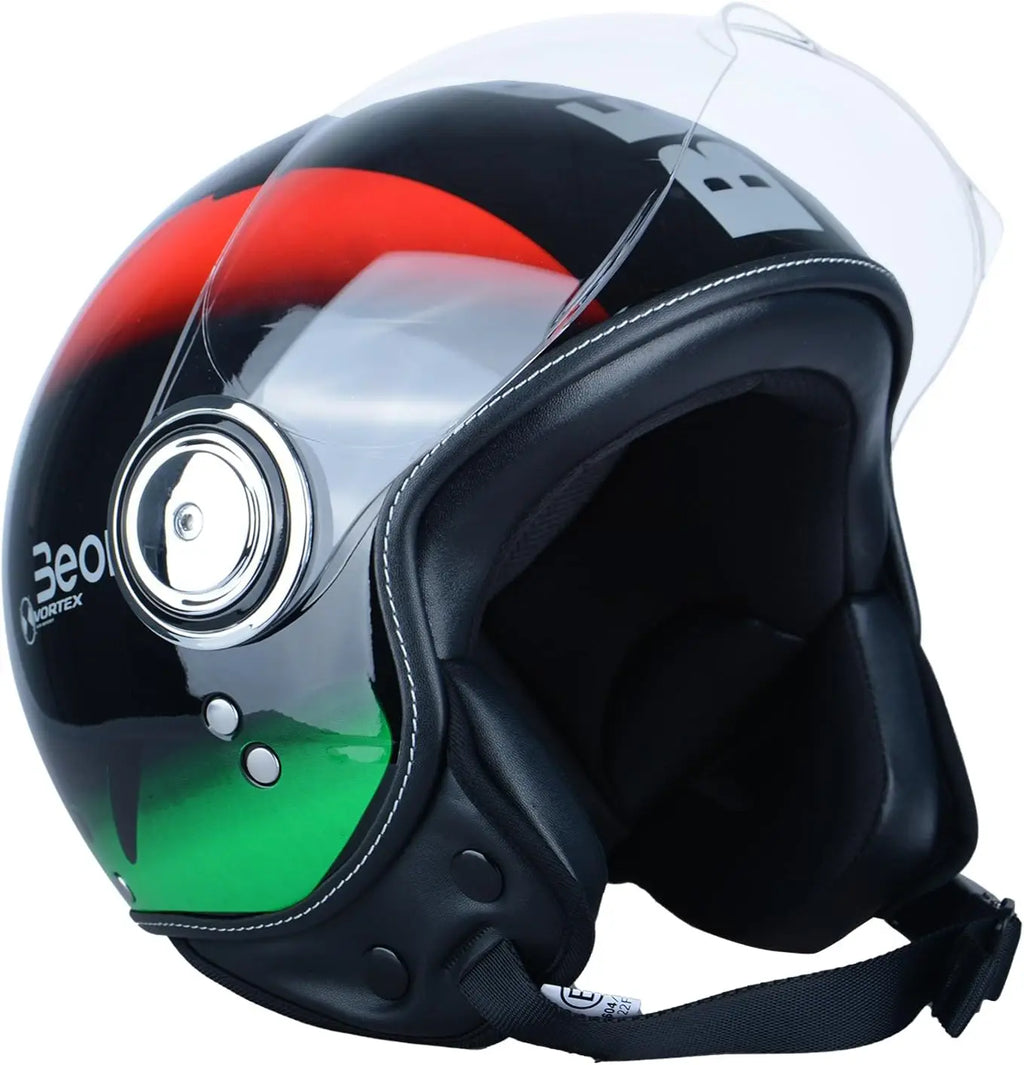 Open Face Motorcycle Helmet for Adults,DOT Approved - Moped Half Vespa Retro Helmet with Anti-Scratch Visor for Men and Women