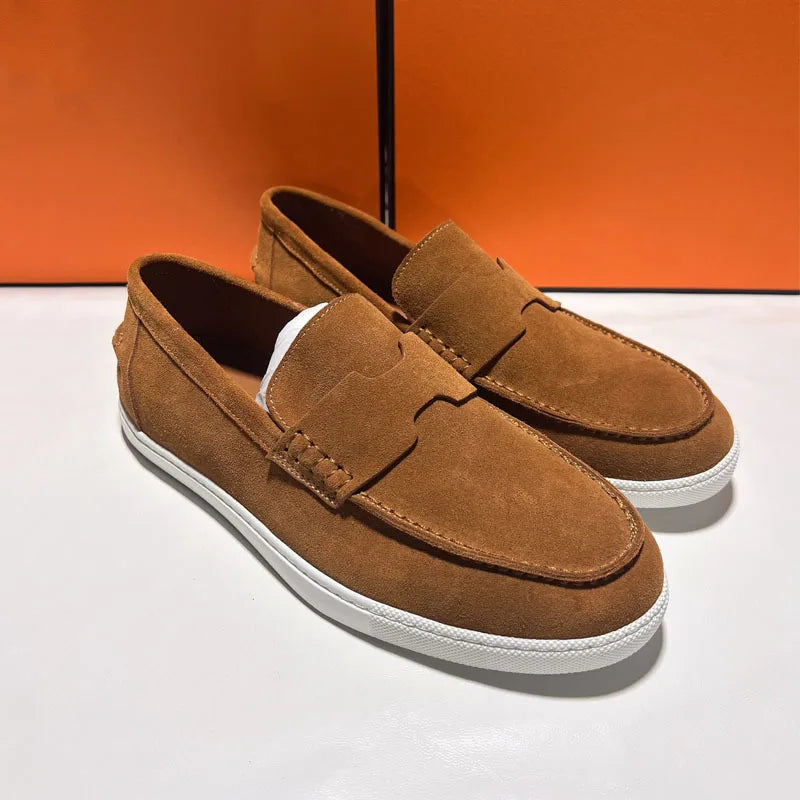 New Men Casual Slip On Loafers Versatile One Step Lazy Shoes Lightweight Wear Resistant Suede Fashion Footwear Comfortable