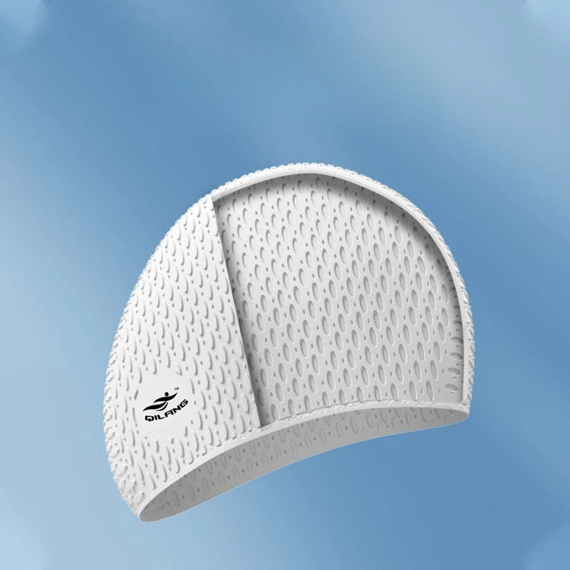 Silicone swimming cap Waterproof water drop-shaped granular head cap Adult men's and women's ear protection swimming cap