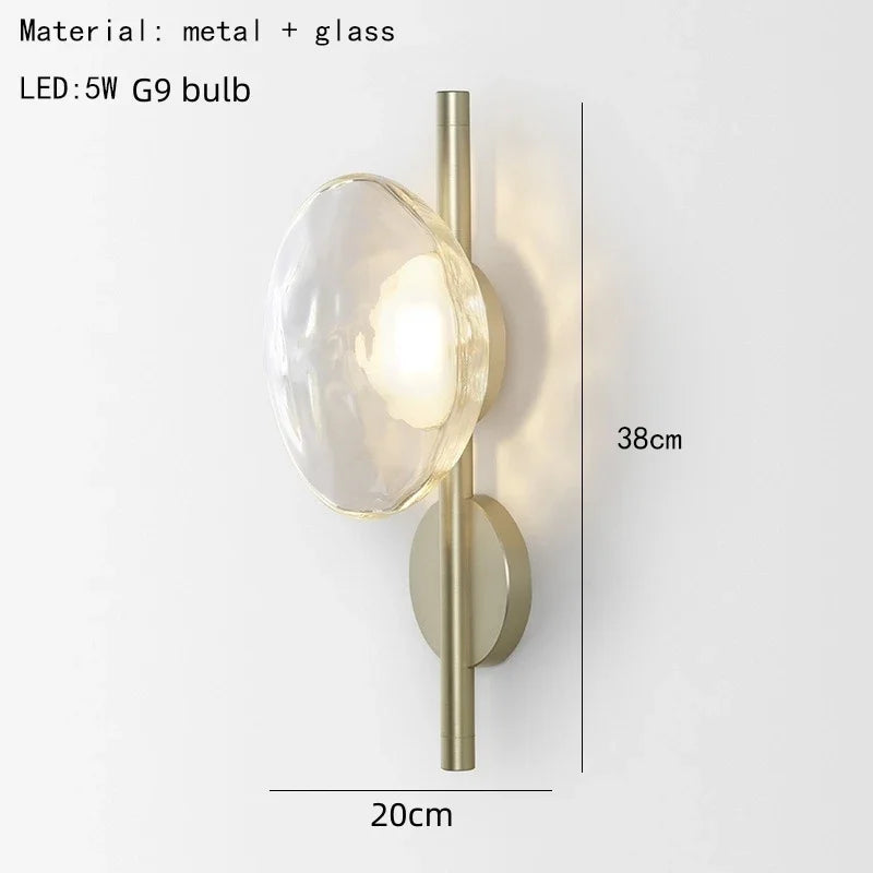 Nordic Gray White Clear Glass  Light Gold Black Metal Lamp G9 Bulb for Bedroom Parlor Restaurant Corridor Aisle Wall Decor