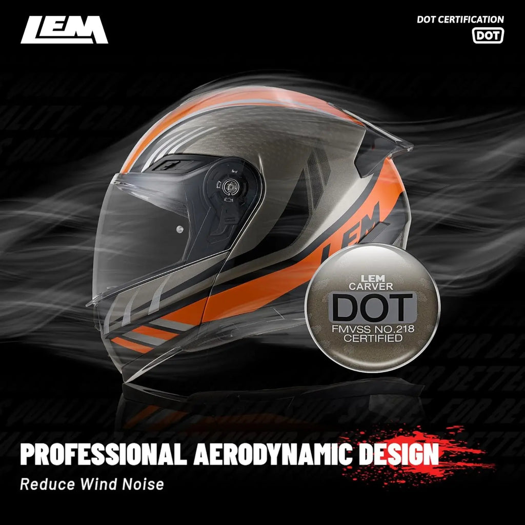 Modular Motorcycle Helmets Fiberglass Full Face Motorcycle Helmet Flip Up for Touring DOT Certified Release Sun Visor Removable