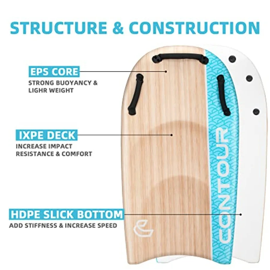 Contour Surf DuoSlider 45'' Body Board Bodyboards with Handles Surfboards for Two Person Parent-Child Surfing Bodyboard for Big