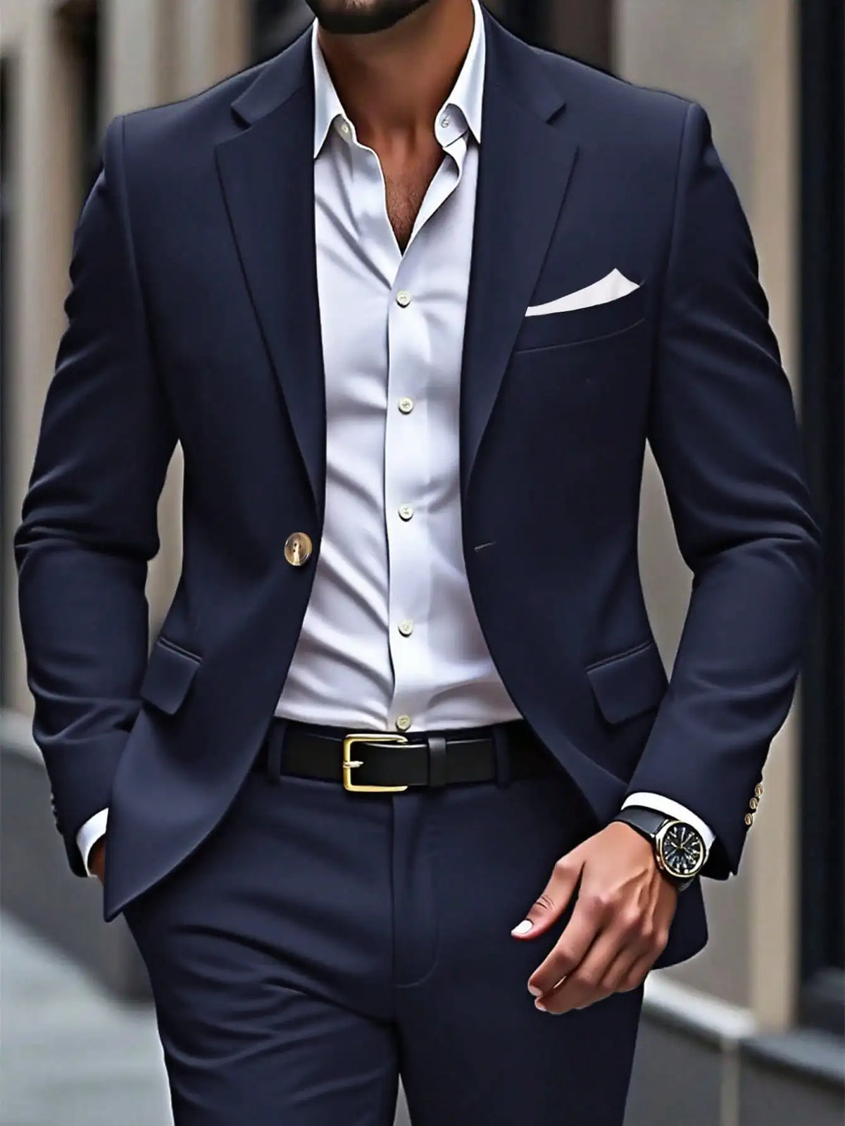 Men's Single Breasted Brown Suit Jacket And Pants Set