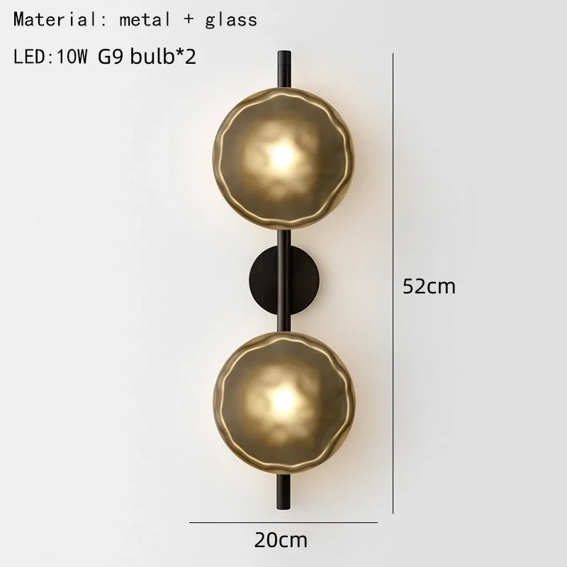 Nordic Gray White Clear Glass  Light Gold Black Metal Lamp G9 Bulb for Bedroom Parlor Restaurant Corridor Aisle Wall Decor