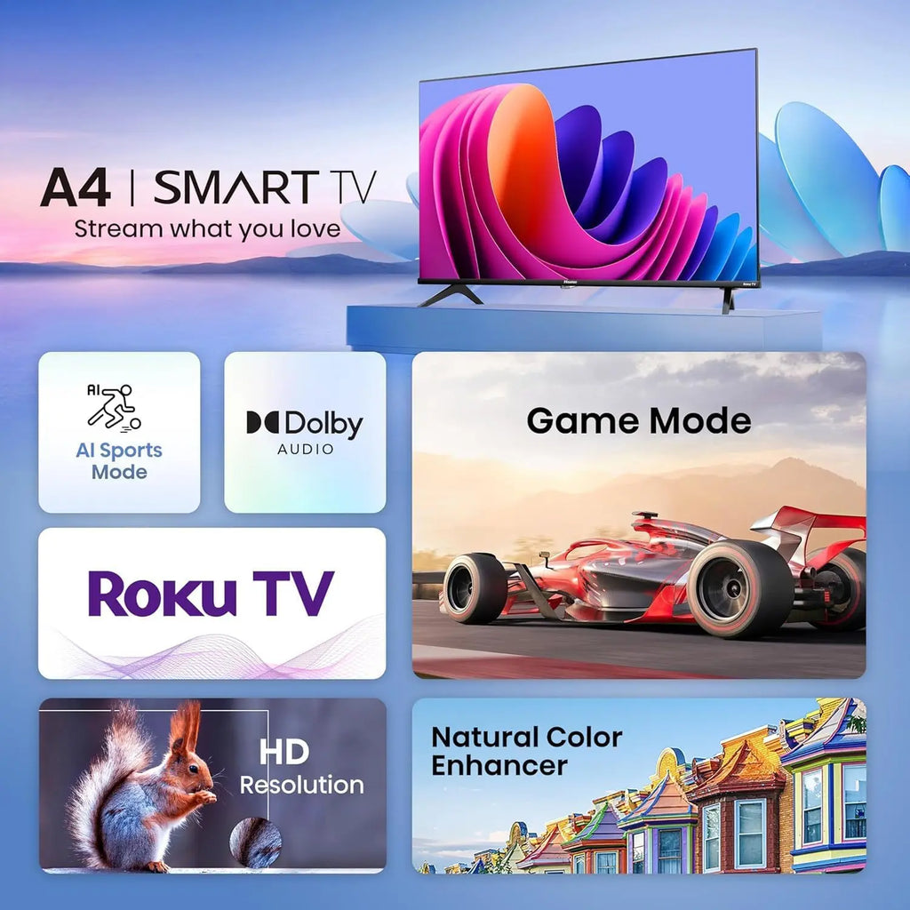 32-Inch HD 720p Smart TV with Roku, Alexa & Google Assistant - Dolby Audio, Slim Bezel Design