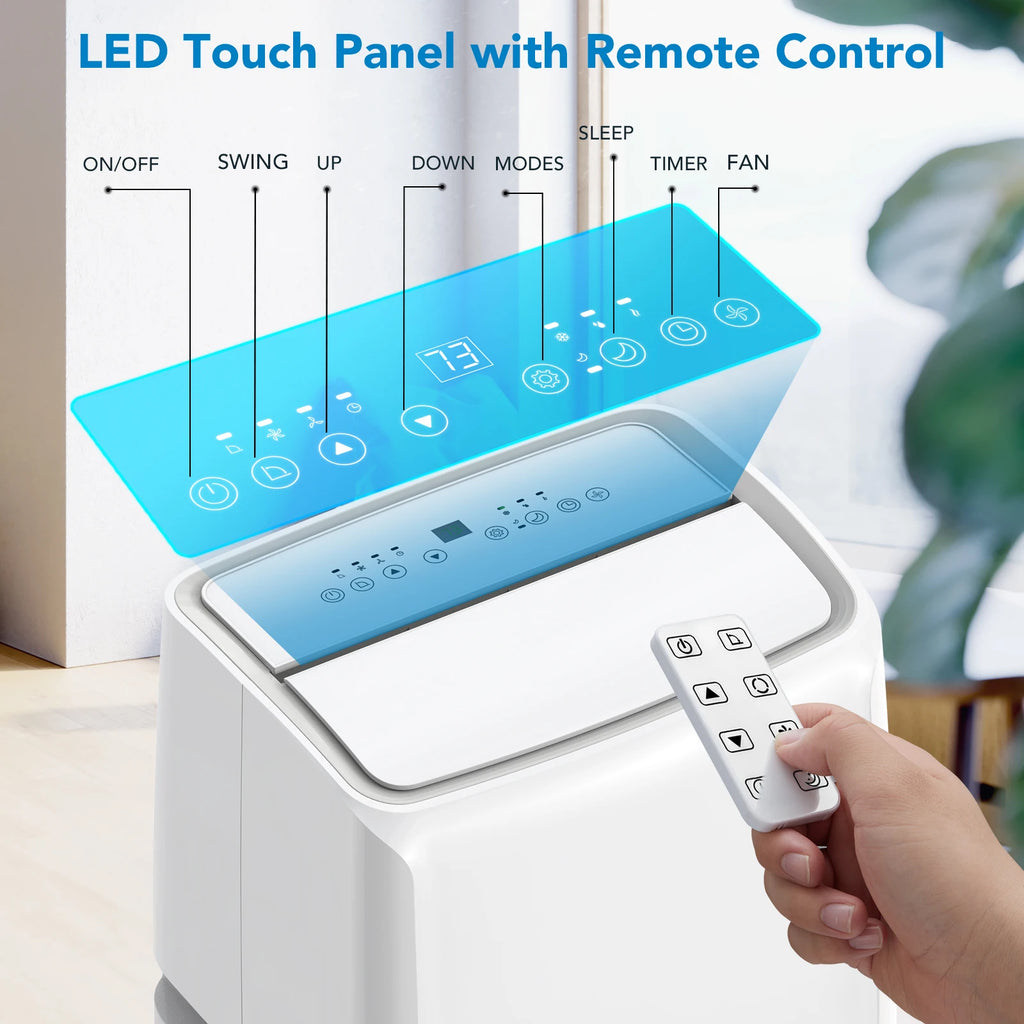 14000 BTU Portable Air Conditioner for Room up to 750 Sq.Ft,4-in-1 AC Unit with Cooling,Dehumidifier,Fan & Sleep Mode,24H Timer