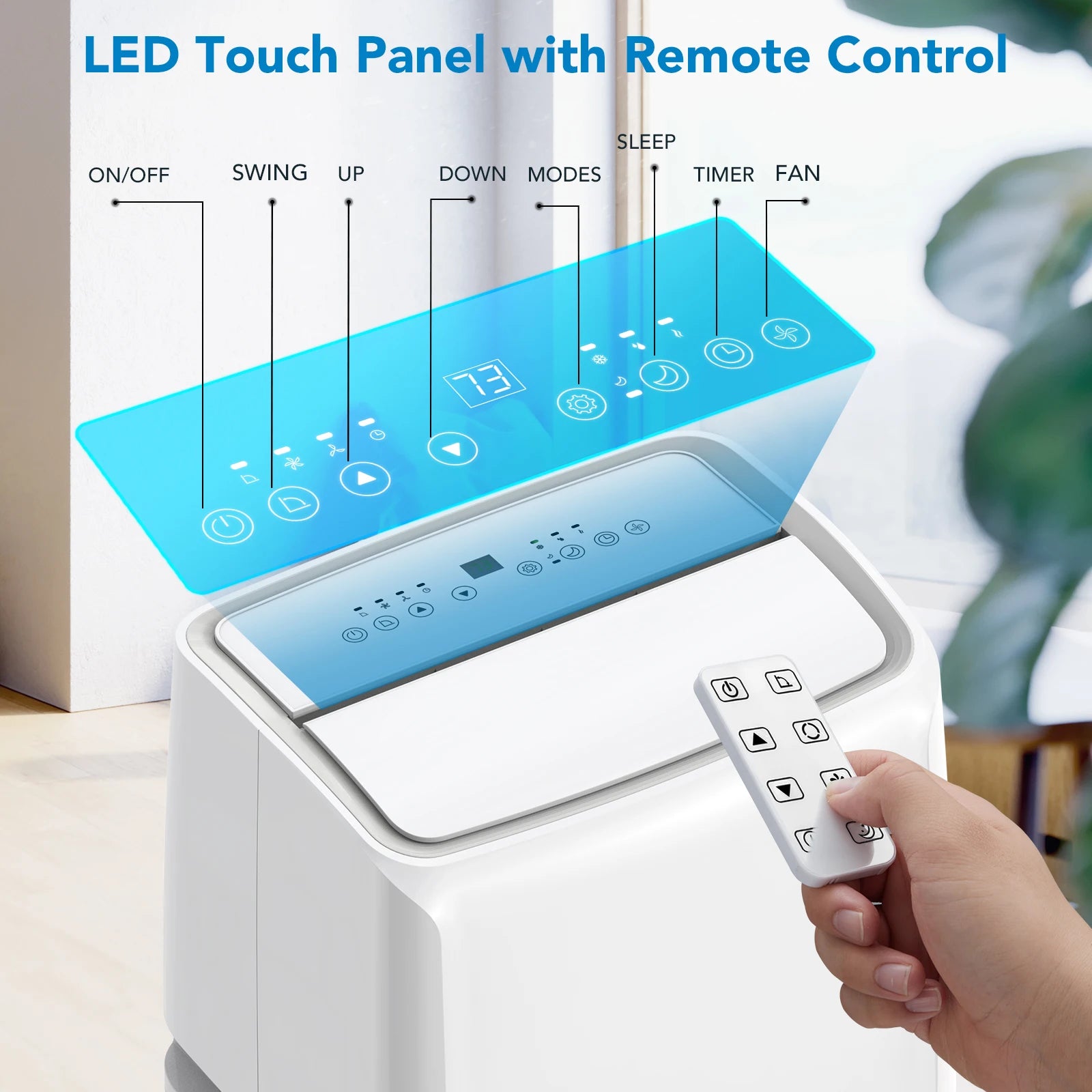 14000 BTU Portable Air Conditioner for Room up to 750 Sq.Ft,4-in-1 AC Unit with Cooling,Dehumidifier,Fan & Sleep Mode,24H Timer