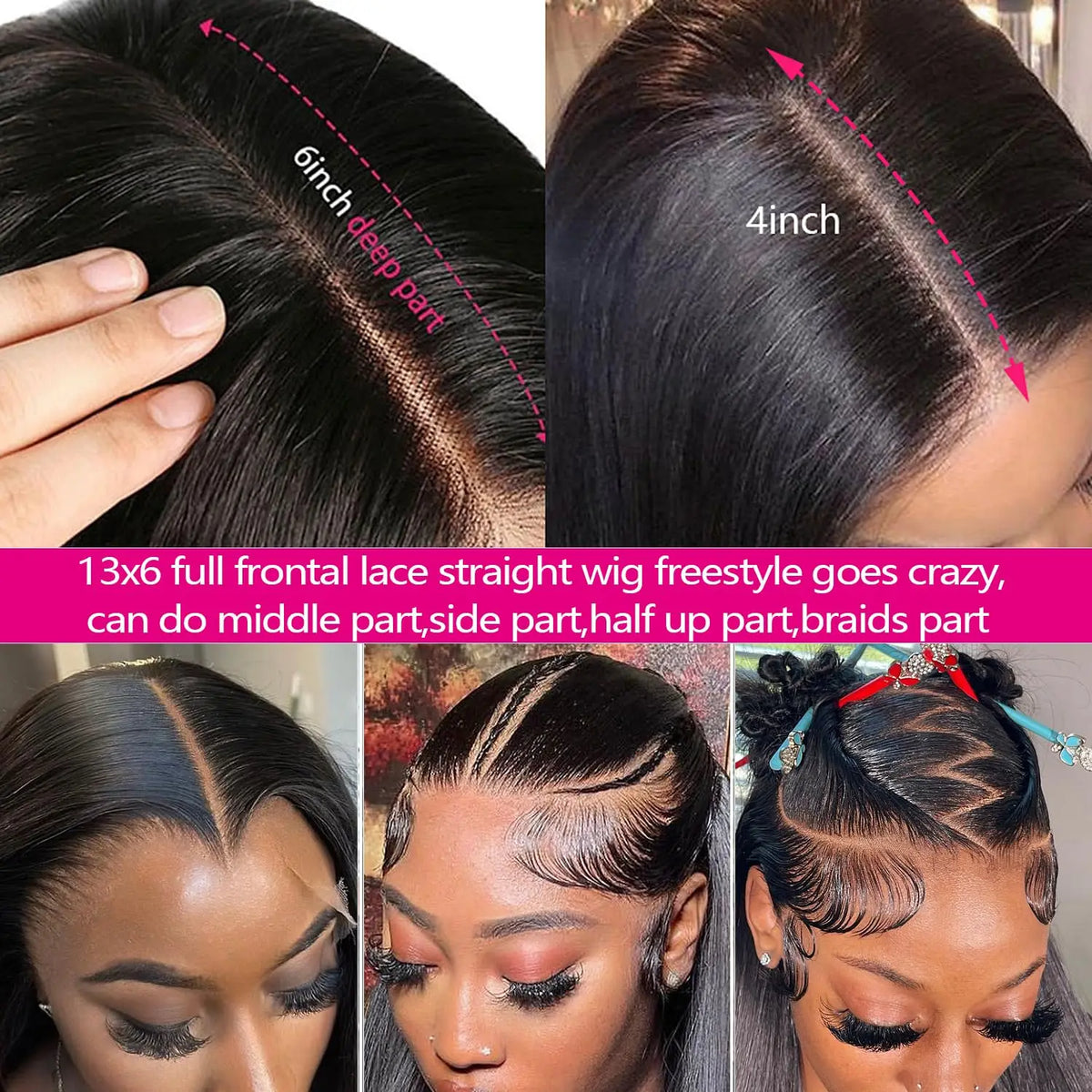 Lemoda 250% Density 13x6 Full Lace Frontal Wigs Straight Human Hair HD Transparent Lace Wigs Pre Plucked Brazilian Virgin 12A
